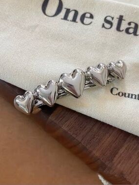 Silver Heart Barrette Hair Clip